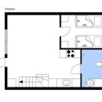 Stueplan zeigt zwei Schlafzimmer, Küche, Bad und Treppenhaus.