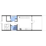 Stueplan zeigt zwei Schlafzimmer, Küche, Bad und Treppenhaus.