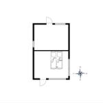 Zweizimmerwohnung mit Schlafzimmer und Wohnbereich. Raumgrößen sind eingezeichnet.