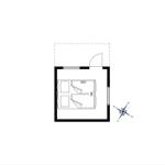 Raumplan zeigt Schlafzimmer mit zwei Betten und Maßangaben.