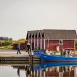 Hafen mit Booten und Steg im Vordergrund.