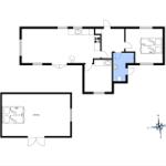 Wohnung mit Küche, Bad und Schlafzimmer. Anhang mit Schlafzimmer.
