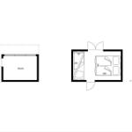 Sauna and bedroom with dimensions and orientation