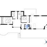 Wohnung mit vier Schlafzimmern, Küche und überdachter Terrasse.