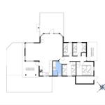 Funktionaler Grundriss mit drei Schlafzimmern, Küche und überdachter Terrasse.