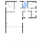 Dieses Apartment hat zwei Schlafzimmer, eine Küche und ein Badezimmer.