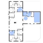 Wohnung mit Küche, Bad und mehreren Schlafzimmern. Grundriss mit Raumgrößen.
