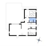 Apartment with kitchen, bathroom, and bedroom. Layout according to plan.