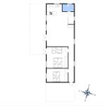 The apartment has three bedrooms, a kitchen, and a bathroom.