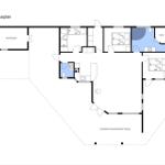 Functional floor plan with sauna, kitchen, and covered terrace.
