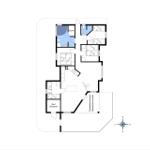 Functional floor plan with sauna, bedrooms, and covered terrace.