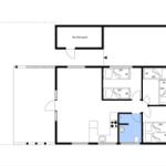 Wohnung mit Küche, Bad und mehreren Schlafzimmern. Skur/Schuppen angezeigt.