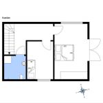 Kellerbereich mit Treppenhaus, Bad und Schlafzimmer
