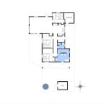 Funktionaler Grundriss mit Schlafzimmer, Küche und Sauna.