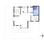 Zwei Schlafzimmer, Küche, Bad und Wohnbereich mit Flur und Fenster
