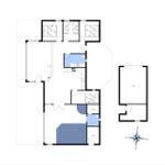Dieses Haus hat drei Schlafzimmer, eine Küche, eine Sauna und einen privaten Raum.