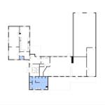Funktionaler Grundriss mit Küche, Schlafzimmer und Bad.