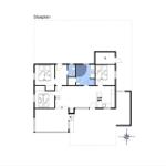 Stueplan zeigt drei Schlafzimmer, Küche, Bad und Wohnbereich mit Gang.