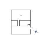 Planimetrie eines Apartments mit privatem Bereich und Kompass