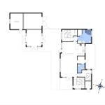 Floor plan shows layout with bedrooms, kitchen, bathrooms, and storage space.