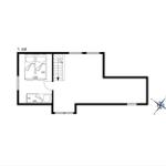 Ground floor with bedroom, bathroom, and staircase to upper level.