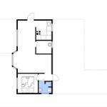 Wohnung mit Küche, Bad und Schlafzimmer mit 1x160 cm Bett.