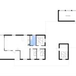 Apartment with three bedrooms, kitchen, and bathroom. Outdoor area with shed.