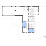 Grundriss einer Ferienwohnung mit vier Schlafzimmern, Küche und Bad.