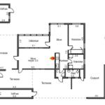 Funktionaler Grundriss mit Küche, Schlafzimmer, Bad und Terrassenbereichen.