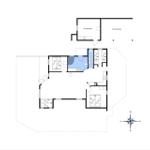 Funktionaler Grundriss mit Schlafzimmern, Küche und Garage.