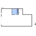 Einfache Grundrisszeichnung mit Bad und Fenster