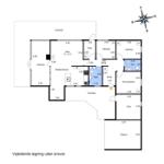 Funktionaler Grundriss mit Wohn-, Schlaf- und Küchenbereich sowie Terrasse und Carport.