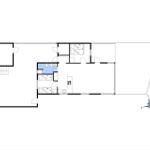 Dieses Grundrissbild zeigt eine Wohnung mit Küche, Schlafzimmer und Bad.
