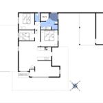 Dieses Grundrissbild zeigt eine Wohnung mit Sauna, drei Schlafzimmern und einer überdachten Terrasse.