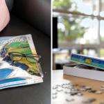 Tourist Guide und Puzzle auf Tisch. Fensterblick auf Außenbereich.