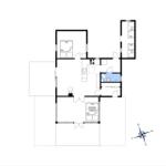 Dieses Grundriss zeigt eine Wohnung mit drei Schlafzimmern, Küche und Bad.
