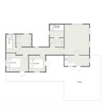 Die Wohnung hat drei Schlafzimmer, eine Küche und eine Terrasse.
