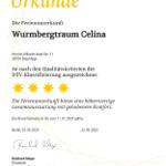 Ferienunterkunft Wurmbergtraum Celina ist DTV-4-Sterne ausgezeichnet.