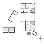 Functional floor plan with multiple bedrooms, kitchen, bathroom, and sauna.