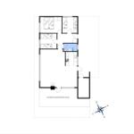 Apartment with four bedrooms, kitchen, and covered terrace. Room layout with measurements.
