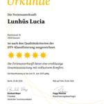 Ferienhaus Lunhüs Lucia wurde nach DTV-Kriterien mit fünf Sternen ausgezeichnet.
