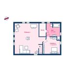 Wohnung mit Sauna, Suite-Bad und Schlafzimmer mit Doppelbett.