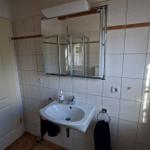 Bathroom with sink, mirror, and shower