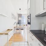 Kitchen with dining area and sea view