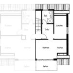 Living room with sofa, TV, and table with flowers. Passage to balcony.