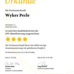 Die Ferienunterkunft Wyker Perle ist DTV-fünfsterne-zertifiziert mit höherwertiger Ausstattung.