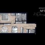 Apartment No 12 on 2nd floor with bedroom, living area, and bathroom