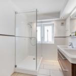 Bathroom with shower, sink and heater