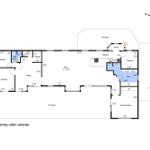 Funktionaler Grundriss mit Küche, Wohnbereich, Schlafzimmer und Terrassen.