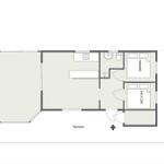 Apartment with kitchen, bathroom, and two bedrooms with 160x200 beds. Terrace available.